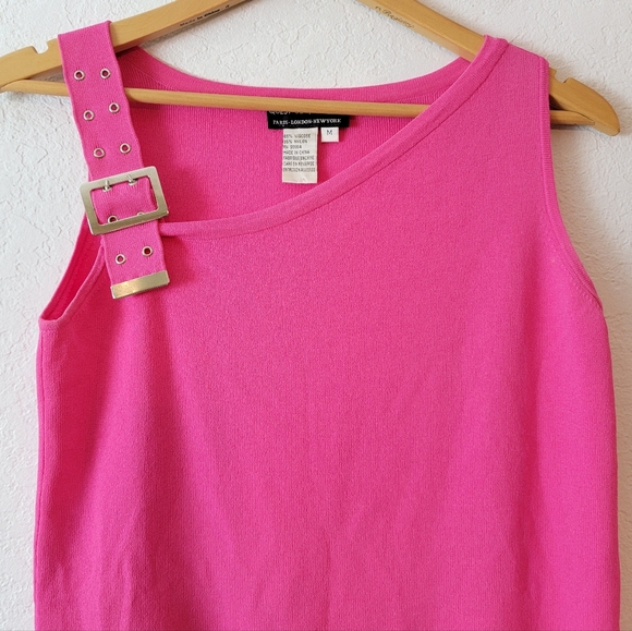 Vintage Hot Pink Y2K 90s Grommet Belt Bimbo Scence Clubbing Mcbling Tank Top M - Picture 4 of 16